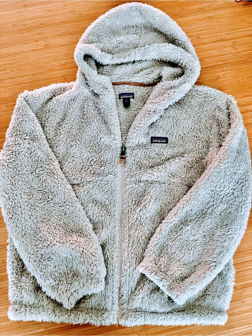 Patagonia Kids Hooded Sherpa Jacket in Cream Size 12 Large Girls Boys Like New